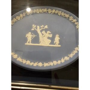Wedgewood Jasperware Psyche Bound by Cupid Pale Blue Platter Prof Framed